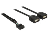 DeLOCK 83823 USB-kabel USB 2.0 0,4 m 2 x USB A 0,48 Gbit/sek. Sort