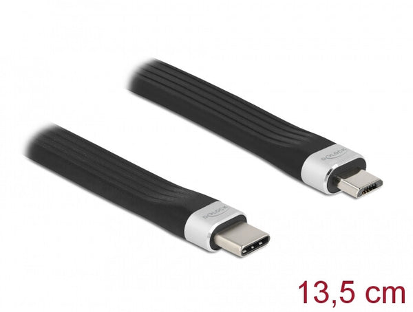 DeLOCK 86793 USB-kabel USB 2.0 0,135 m USB C Micro-USB B 0,48 Gbit/sek. Sort, Sølv