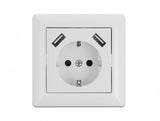 DeLOCK 11473 stikkontakt 2 x USB + CEE 7/3 Hvid