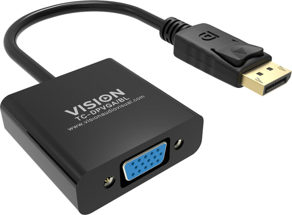 Vision TC-DPVGA/BL videokabel adapter DisplayPort VGA (D-Sub) Sort
