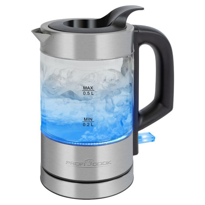 ProfiCook PC-WKS 1228 G elkedel 0,5 L 1100 W Rustfrit stål, Transparent
