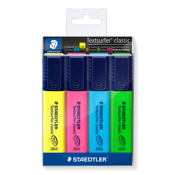 Staedtler Textsurfer classic 364 speedmarker 4 stk Mejselspids Blå, Grøn, Lyserød, Gul