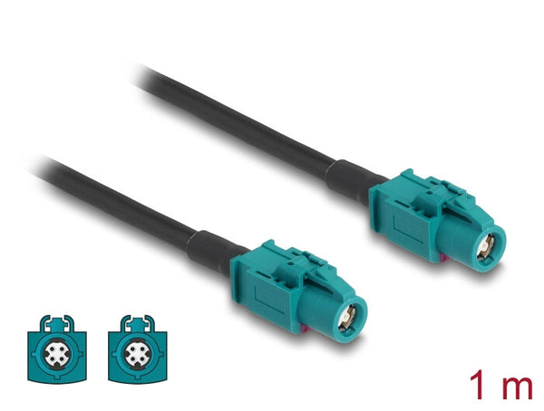 DeLOCK 90680 koaxial kabel 1 m HSD Z Sort, Blå