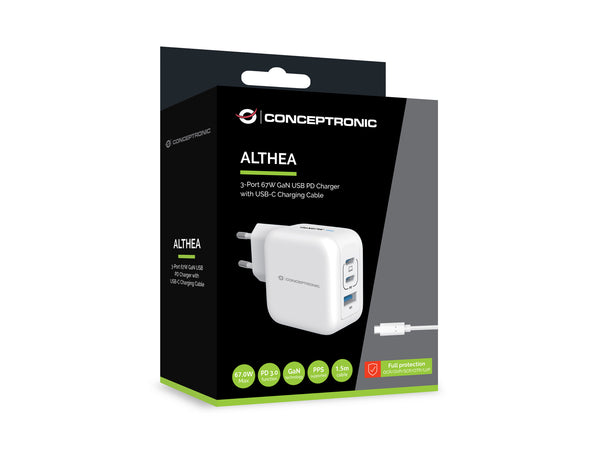 Conceptronic ALTHEA17W oplader til mobil enhed Universel Hvid Vekselstrøm Hurtig opladning Indendørs