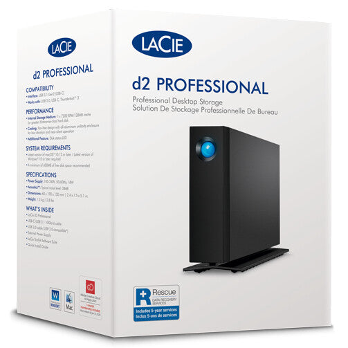 LaCie d2 Professional ekstern harddisk 20 TB 7200 rpm USB Type-C 3.2 Gen 1 (3.1 Gen 1) Sort