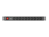 Lanberg PDU-10I-0200-IEC-BK strømforsyningsenhed (PDU) 10 AC stikkontakt(er) 1U Sort