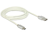 DeLOCK 2m, USB2.0-A/USB2.0 Micro-B USB-kabel USB A Micro-USB B 0,48 Gbit/sek. Sølv, Hvid