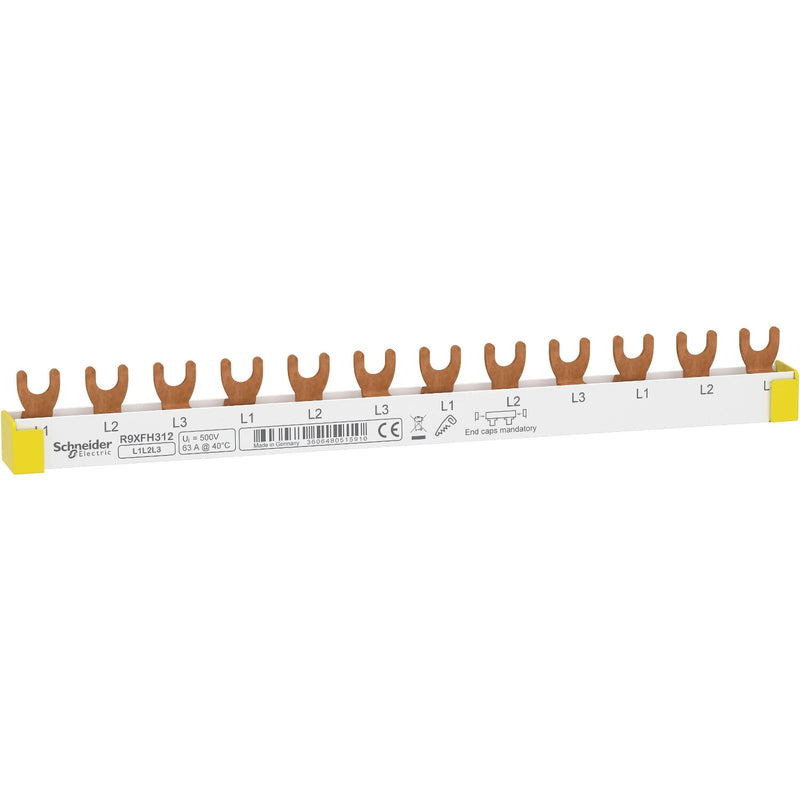 Schneider Electric Unica R9XFH312 busbar part/accessory Hvid 400 V 3 Gaffelkobling 1 stk