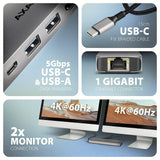 Axagon HMC-7HX2 dockingstation Ledningsført USB 3.2 Gen 1 (3.1 Gen 1) Type-C Grå