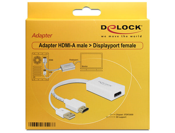 DeLOCK 62496 videokabel adapter 0,245 m DisplayPort HDMI + USB Hvid