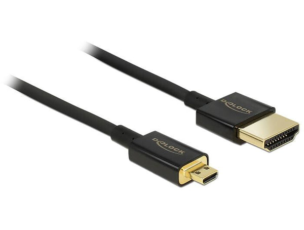 DeLOCK HDMI-A/HDMI Micro-D, 1 m HDMI-kabel HDMI Type A (Standard) HDMI Type D (Micro) Sort
