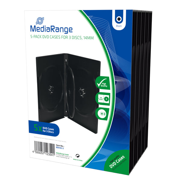 MediaRange BOX35-3 optisk disk etui DVD-boks 3 diske Sort