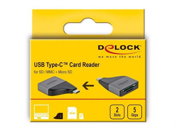 DeLOCK 64117 kortlæser USB 3.2 Gen 1 (3.1 Gen 1) Type-C Grå