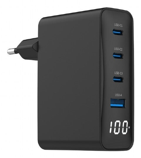 Gembird TA-UC-PDQC100LCD-01-BK oplader til mobil enhed Laptop, Smartphone Sort Vekselstrøm Hurtig opladning Indendørs