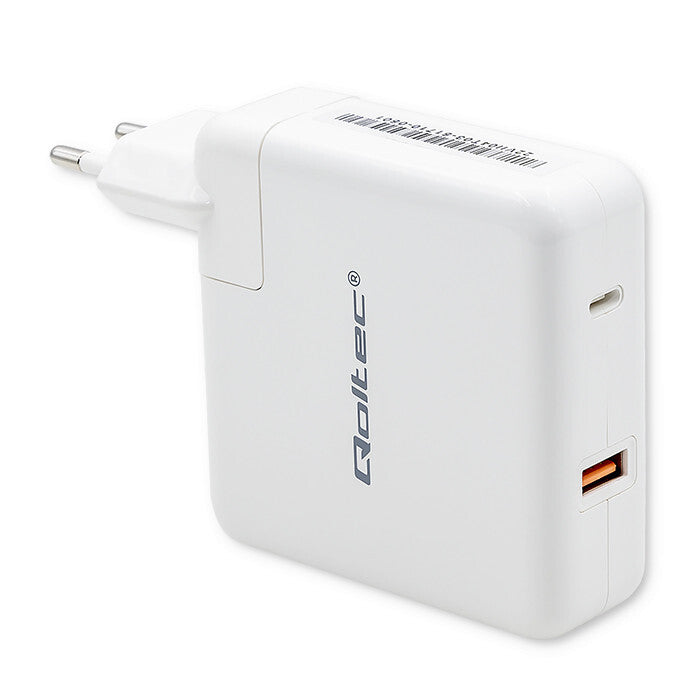 Qoltec 51710 oplader til mobil enhed Universel Hvid Vekselstrøm Hurtig opladning Indendørs