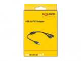 DeLOCK 61061 PS/2-kabel 0,43 m 2x 6-p Mini-DIN USB A Sort