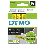 DYMO Ægte D1-etiketter | Sort tekst på gul tape | 12 mm x 7 m | Selvklæbende etiketter til LabelManager-mærkningsmaskiner | Fremstillet i Europa