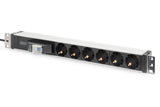 Digitus DN-95417 strømforsyningsenhed (PDU) 6 AC stikkontakt(er) 0U/1U Sort, Sølv