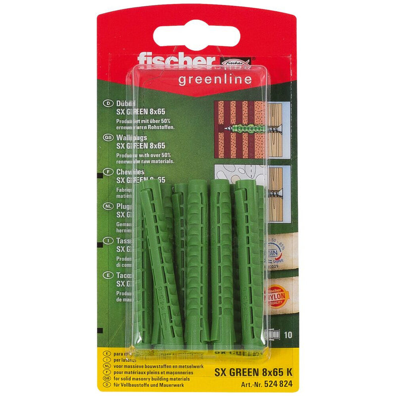 Fischer 524824 skrueanker og vægudtag 10 stk Udvidelsesanker 65 mm