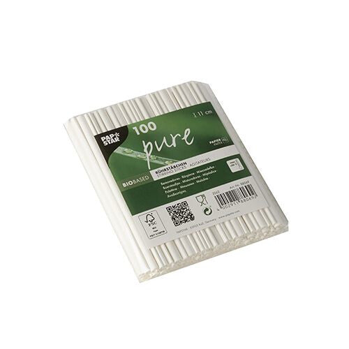Papstar 88069 engangsske Engangsrørepind Papir Hvid 100 stk
