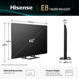 Hisense 65E8Q 165,1 cm (65") 4K Ultra HD Smart TV Wi-Fi Sort, Grå 600 cd/m²