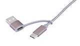 TROIKA CBL30/GY USB-kabel 1 m USB C USB C/Micro USB-A/Lightning Grå