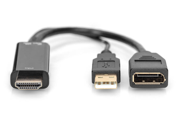 Digitus AK-330101-002-S videokabel adapter 0,2 m HDMI Type A (Standard) HDMI + USB Sort