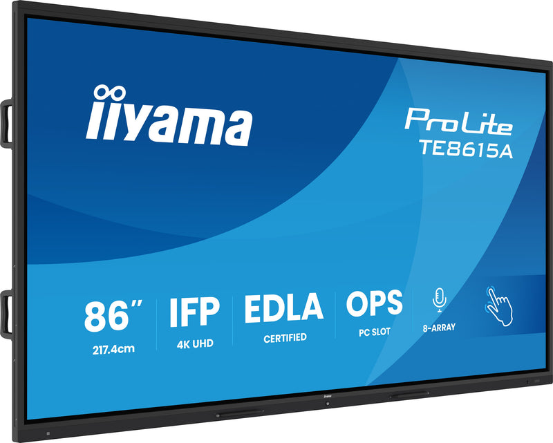 iiyama TE8615A-B2AG skilte display Kiosk design 2,17 m (85.6") Wi-Fi 550 cd/m² 4K Ultra HD Sort Berøringsskærm Indbygget processer Android 24/7