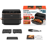 Cosori Dual Blaze Twinfry Chef Edition Dobbelt 10 L Enkeltstående 2800 W Varmluftsteger Mørkegrå, Roseguld