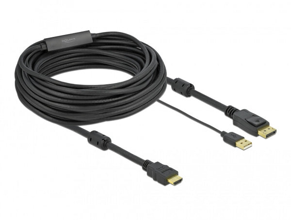 DeLOCK 85968 videokabel adapter 10 m HDMI Type A (Standard) DisplayPort + USB Type-A Sort