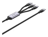 UNITEK 3-in-1 USB-C to USB-kabel USB 2.0 1,5 m USB C USB C/Micro-USB B/Lightning 0,48 Gbit/sek. 20 W Sort