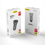 DUDAO Car Charger 45W PD+ QC5.0 1xUSB+1XType C Universel Sølv Cigartænder Hurtig opladning Automatisk