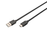 Digitus AK-300148-030-S USB-kabel USB 2.0 3 m USB A USB C 0,48 Gbit/sek. Sort