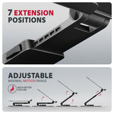 Axagon STND-LRB Laptop-Ständer, 360° drehbar, Doppelgelenk, verlängerbar Stander til laptop og tablet Sort 43,9 cm (17.3")
