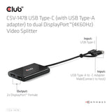 CLUB3D CSV-1478 video-splitter USB Type-C 2x DisplayPort