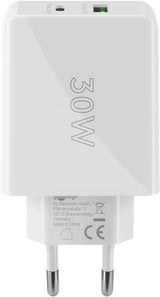 Goobay 61674 oplader til mobil enhed Hovedtelefoner, Mobiltelefon, Smartphone Hvid Vekselstrøm Hurtig opladning Indendørs