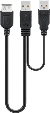 Deltaco 93353 USB-kabel USB 2.0 0,3 m USB A 2 x USB A 0,48 Gbit/sek. Sort