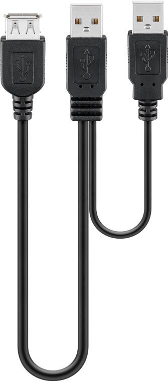 Deltaco 93353 USB-kabel USB 2.0 0,3 m USB A 2 x USB A 0,48 Gbit/sek. Sort