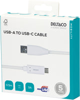 Deltaco USBC-1008M USB-kabel USB 2.0 0,5 m Hvid