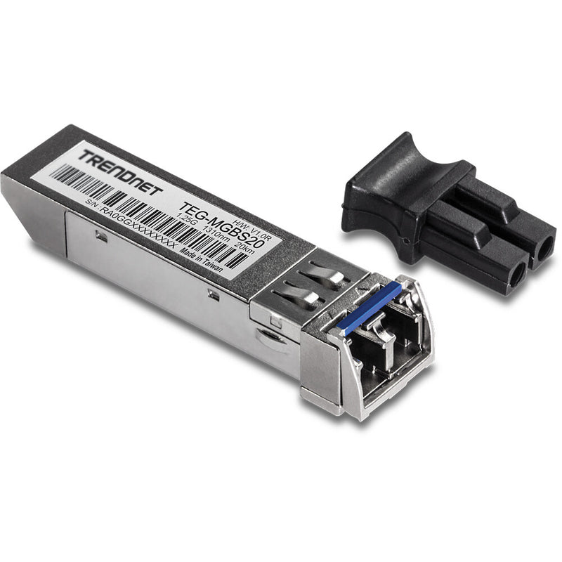 Trendnet TEG-MGBS20 netværksomformer til medie 1250 Mbit/s 1310 nm Enkeltilstand Sort, Rustfrit stål