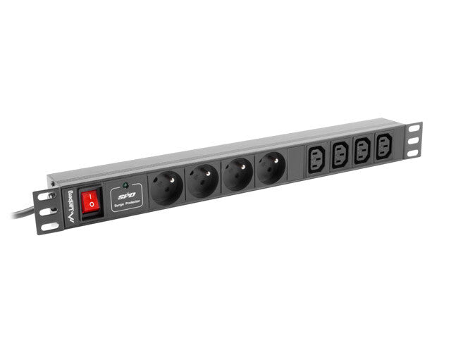 Lanberg PDU-04E04I-0200-BK strømforsyningsenhed (PDU) 4 AC stikkontakt(er) 1U Sort
