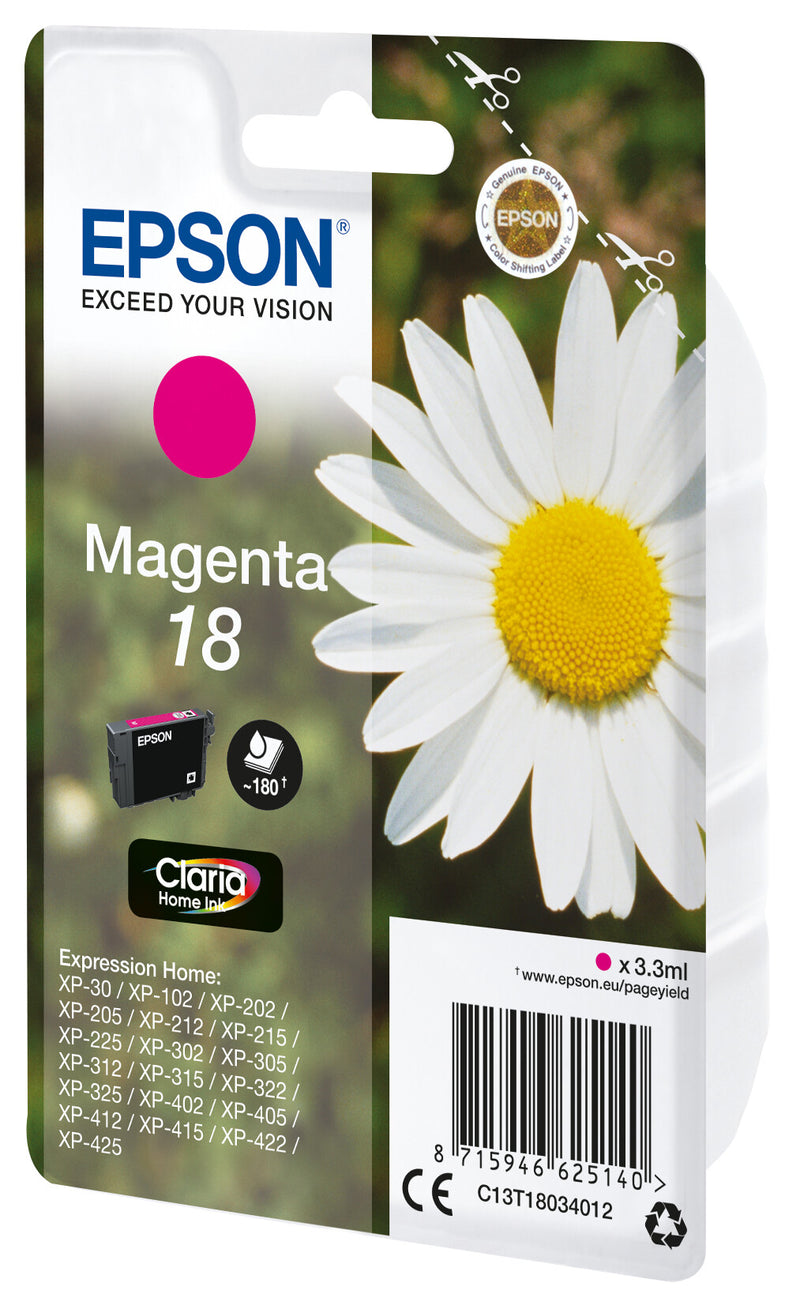 Epson Daisy C13T18034012 blækpatron 1 stk Original Standard udbytte Magenta