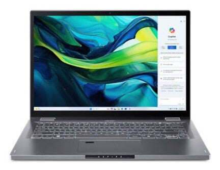 Acer Aspire Spin 14 ASP14-52MTN Intel Core Ultra 7 155U Laptop 35,6 cm (14") Berøringsskærm WUXGA 32 GB LPDDR5x-SDRAM 1 TB SSD Wi-Fi 6E (802.11ax) Windows 11 Home Tysk Grå