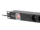 Lanberg PDU-06E-0200-BK strømforsyningsenhed (PDU) 6 AC stikkontakt(er) 1U Sort
