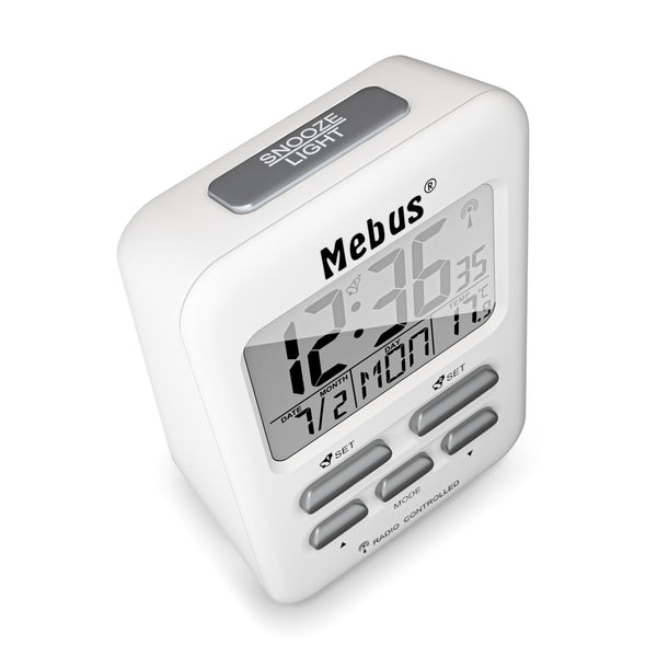 Mebus 25800 vækkeur Digital alarmur Hvid