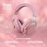Deltaco Gaming PH85 headset, 57mm element, LED, pink