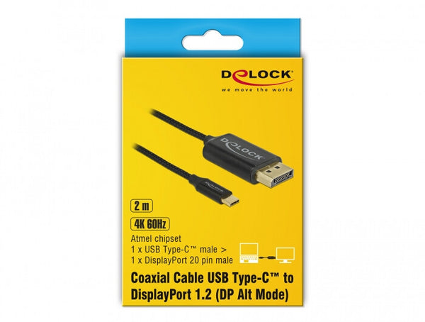 DeLOCK 83710 videokabel adapter 2 m USB Type-C DisplayPort Sort