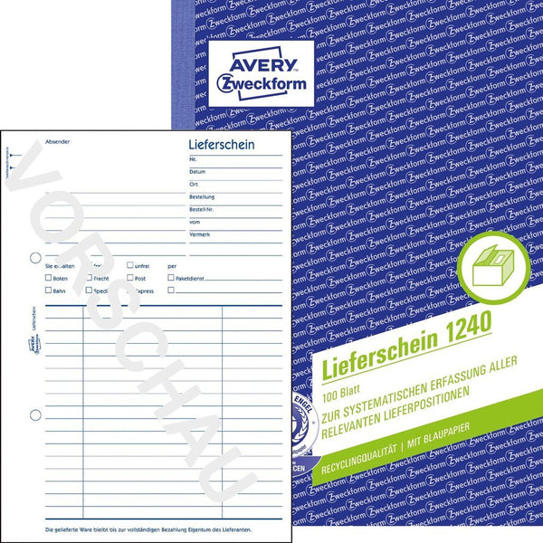Avery 1240 regnskabsblanket og -bog A5 100 Sider
