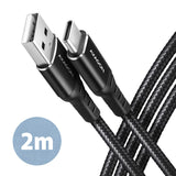 Axagon BUCM-AM20AB USB-kabel USB 2.0 2 m USB A USB C 0,48 Gbit/sek. Sort
