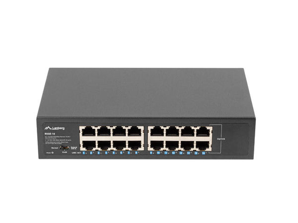 Lanberg RSGE-16 netværksswitch Ikke administreret Gigabit Ethernet (10/100/1000) 1U Sort